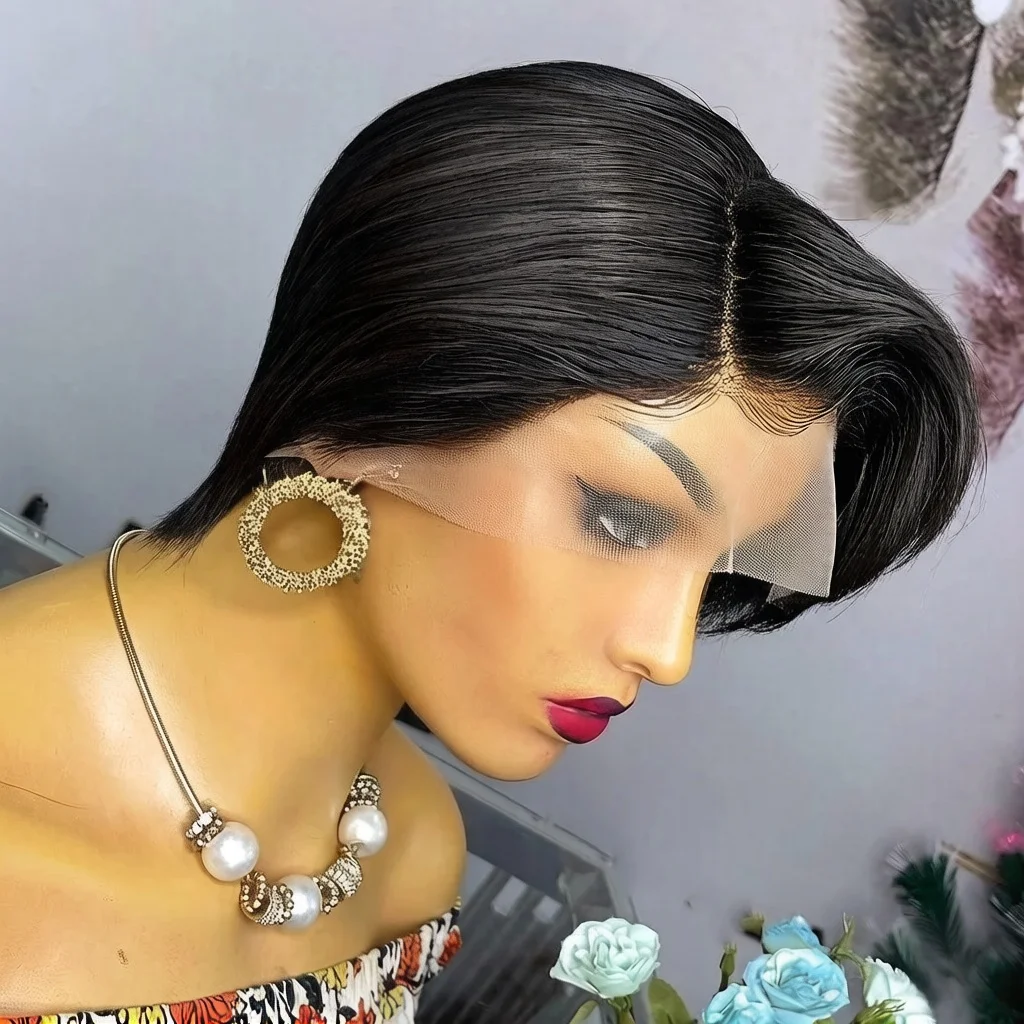 

6-дюймовый парик с фронтальной шнуровкой 13x4, прямые натуральные волосы для женщин, предварительно сформированная линия роста волос с эффектом натуральной линии роста волос и прядями baby hair