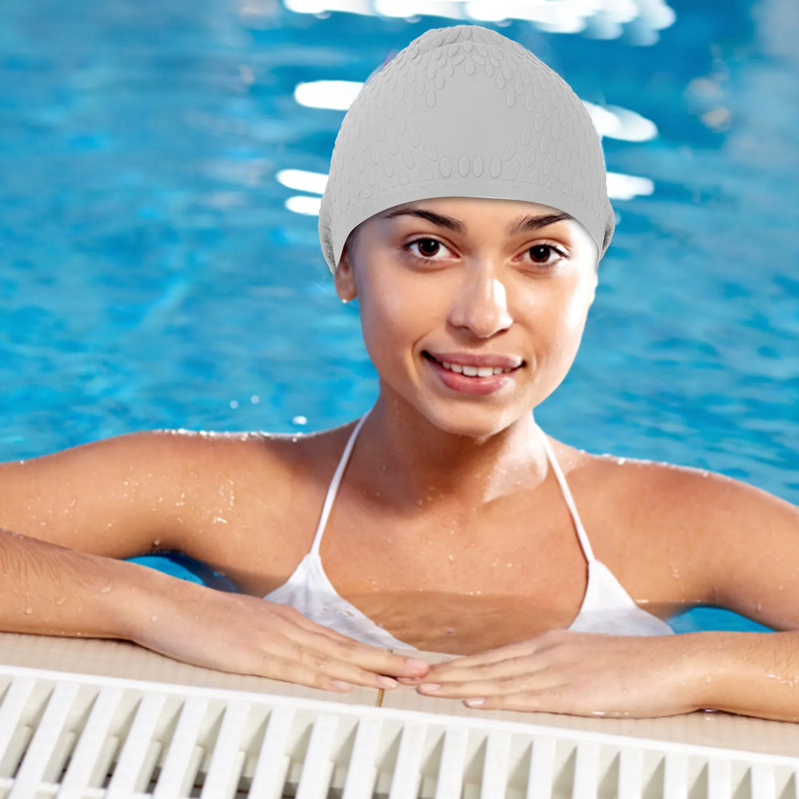 

Стильная водонепроницаемая силиконовая шапочка для плавания для взрослых: легкая, прочная, удобная, эластичная, защищающая голову