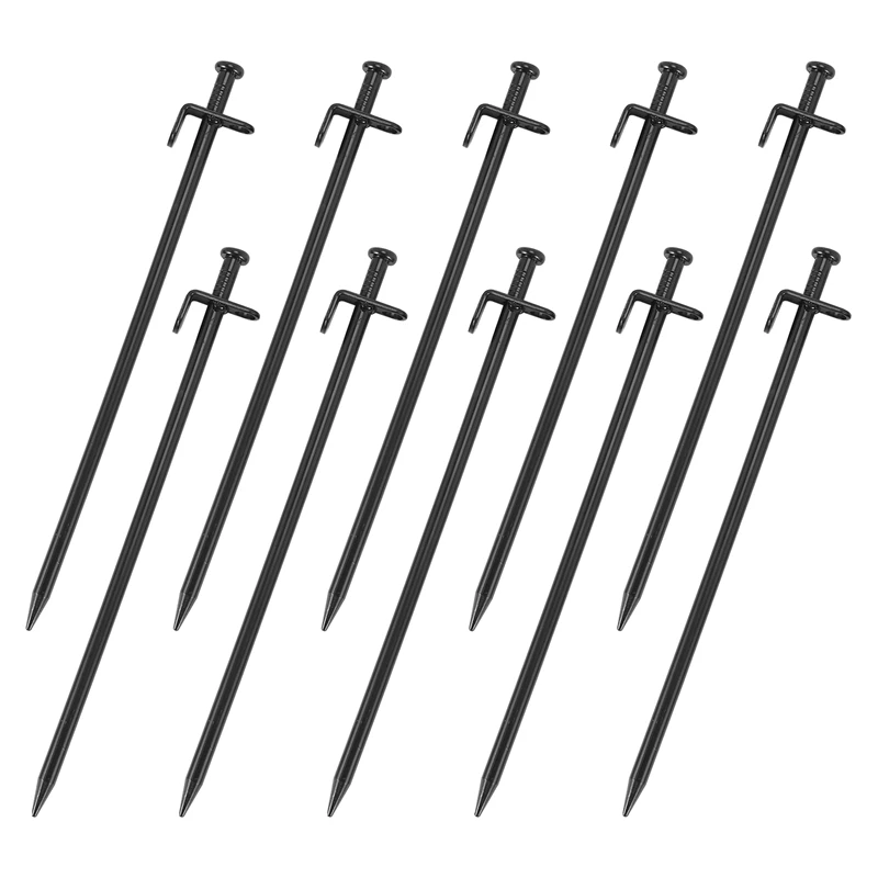 

Hot 10Pcs Pack Multiuse Heavy Duty Steel Tent Stakes Tarp Pegs Camping Stakes Ice Pegs For Outdoor Camping Canopy