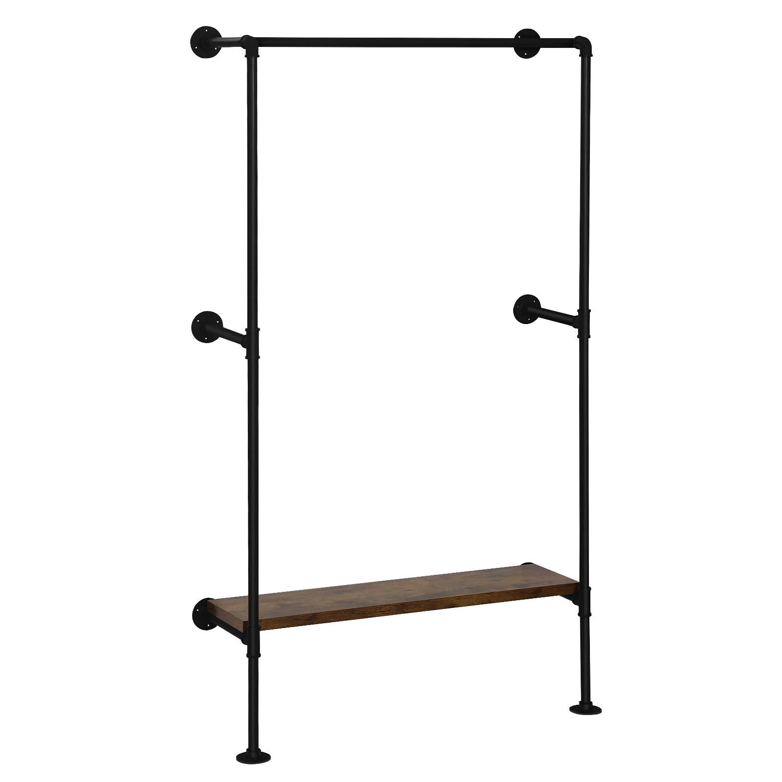 WOLTU Kleiderschrank, wandmontierter Kleiderständer für Ankleidezimmer, Stahlrohr, Industrie-Stil, MDF-Regal, Organizer, Kleiderschränke