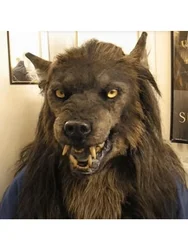 Animal Latex Simulates A Wolf-headed Mask with Brown Hair for Halloween Mask