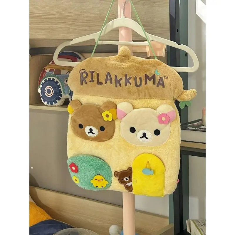 New Kawaii Cute Rilakkuma Storage Bag Storage, Hanging Bags Organizing Wall Hanging Cartoon Wall Storage Bag Gift For Girls