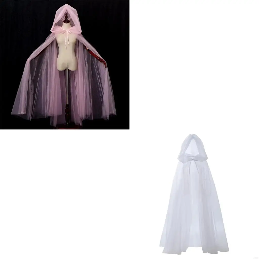 

Hooded Cloak Tulle Sheer Ponchos Shawl With Elegant Design For Women Beach Cover Up Summer Travel Vacation Dressingup Y166