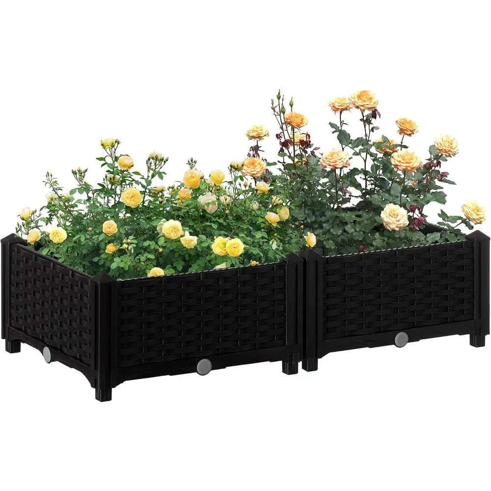 سرير حديقة مرتفع بدون براغي صندوق زراعة خارجي سهل التجميع وبستنة بلاستيكية متينة للزهور والأعشاب والخضروات #2