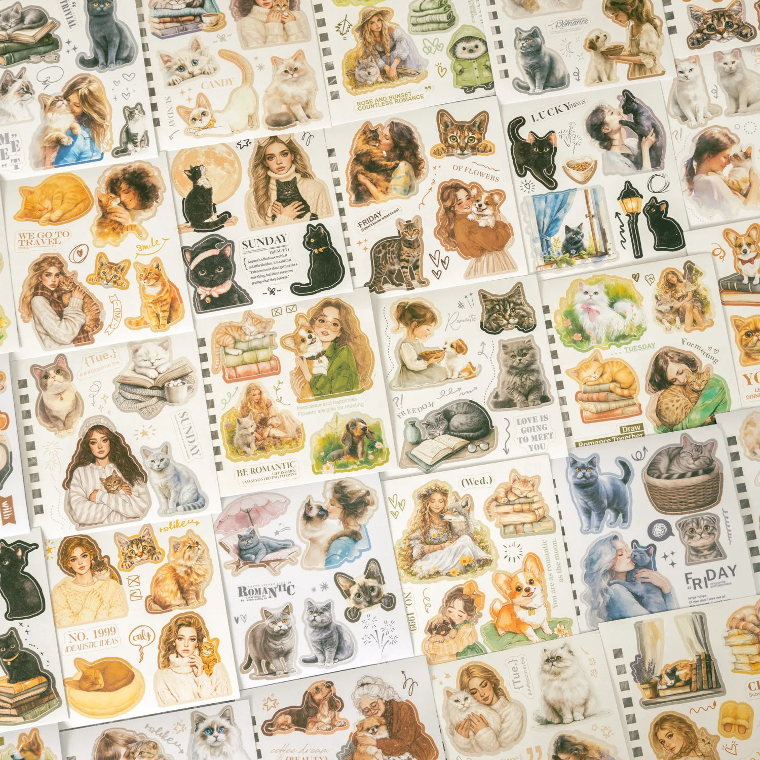 20 Blatt niedliche Haustiere, Katze, Hund, Thema, Spulenaufkleber, Buch, DIY, Sammelalbum, Tagebuch, Laptop, Handyhülle, Dekoration für Kinder, Mädchen, Teenager