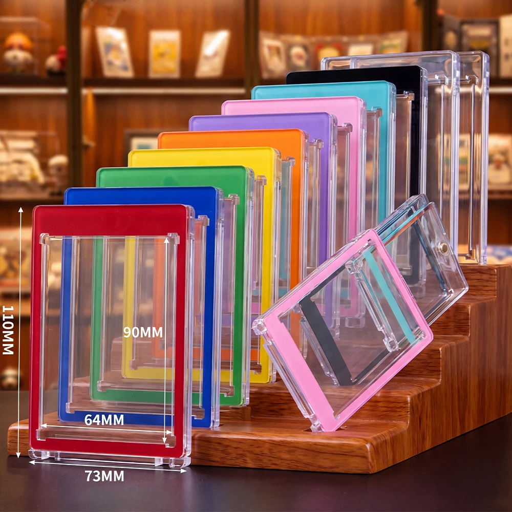 35PT Color Border Magnetic Card Brick Acrylic Card Holder Trading Collectible Card Display Protective Storage Case Gifts