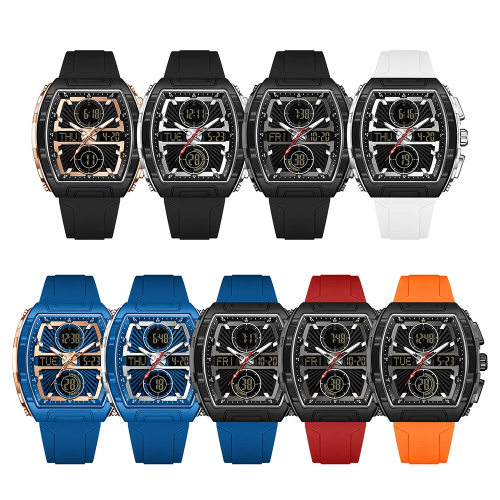 SANDA العلامة التجارية المزدوج عرض ساعة اليد الرجال الرقمية مقاوم للماء ساعة مضيئة للرجل موضة الرياضة ساعة تنبيه الساعات الذكور #5