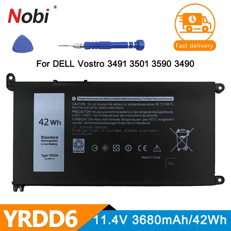 Nobi-Batterie d'ordinateur portable YRDD6, Dell Tystro 5480, 5481, 5485, 5491, 5591, 5593, 3583, 3310, 3493, 3582, 3593, 3793, 5584, 5493, 5585, 2 en 1