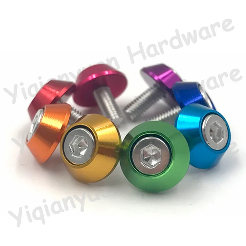 Imagen 2 del producto Yiqianyuan Arandelas de aleación de aluminio para tapa de cabeza, arandela de junta de tornillo, accesorios de coche RC Multicolor M2 M2.5 M3 M4 M5 M6 M8 M10