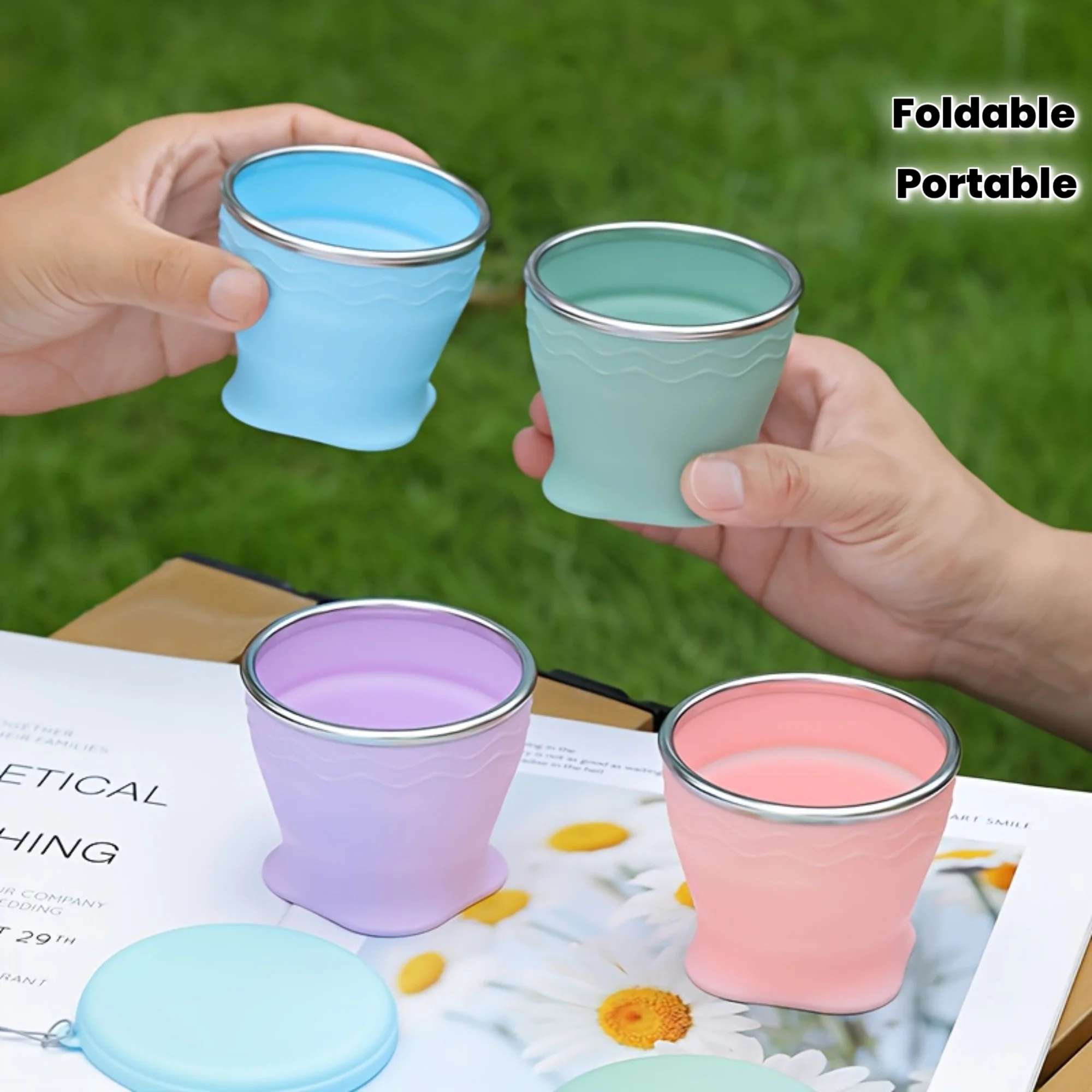 

1PC Collapsible Silicone Travel Mug, 6.76oz Foldable Cup for Camping Hiking, Reusable Coffee Tea Cup Outdoor Essential Gift