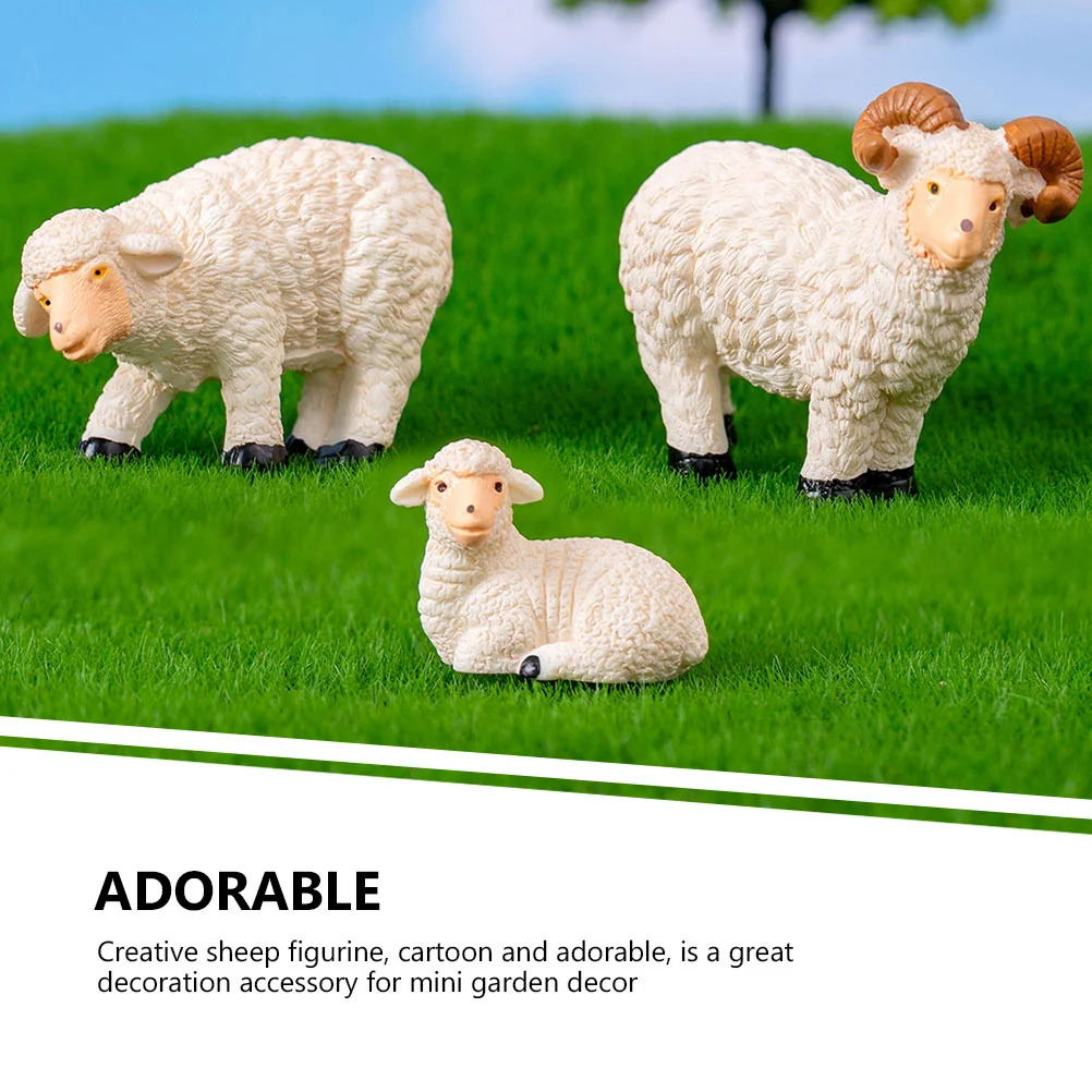 Simulation Sheep Model Sculptures Resin Decor Statues for Home Tiny Animal Figurines Tabletop Mini Garden Living Room Miniature