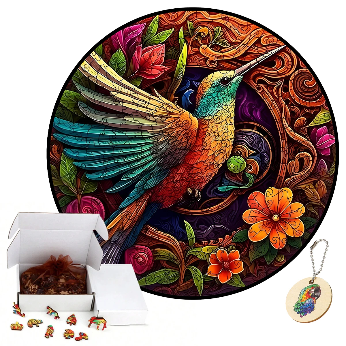 

Hummingbird Wooden Puzzle Adult Kids Jigsaw Puzzles Animal Puzzles Boutique Gift Box Packaging Children Christmas Gifts Toys