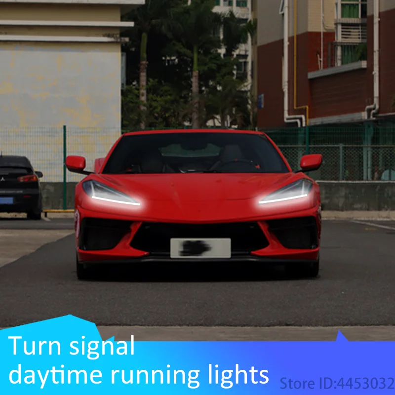 

For Corvette c6 zo6 c7 LED DRL Car DaytimeRunningLight Flexible Waterproof Turn Signal Brake Flow Headlights 2pcs 12V