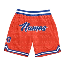 Custom Orange Blue Authentic Basketball Shorts 3D Printed Men Shorts Name Mumber Quick Drying Beach Shorts