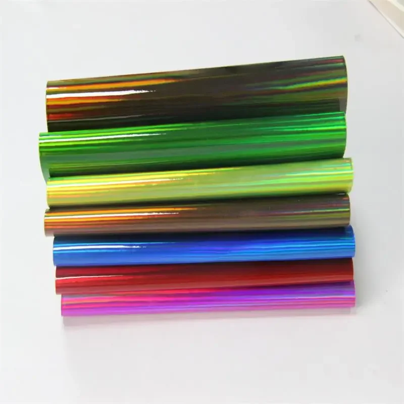 Holographic Iridescent Color Mirror Effect PU Foiled Faux Leather Fabric Roll for Handbag/earrings/Sofa Sewing Craft Material