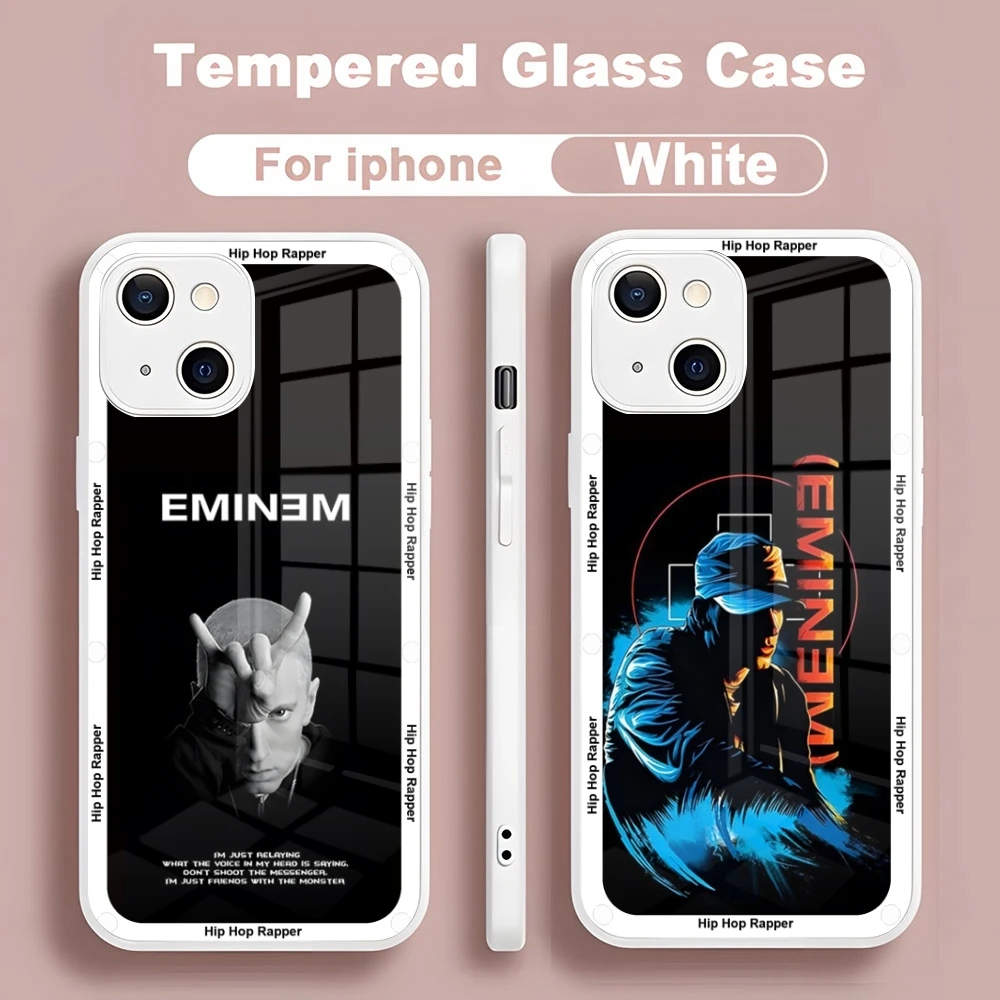 Hip Hop Rapper Eminem Rap Pattern  Mouse Pad new for Iphone 15 14 13 12 11 Pro Max X XS XR 7 8 Plus SE Metallic Paint Glass