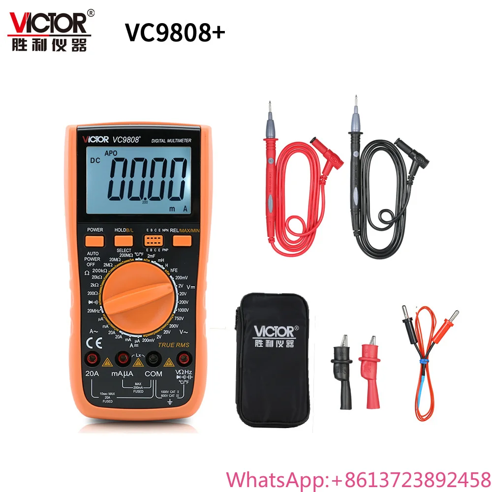VICTOR VC9806+ VC9808+ 3 1/2 True RMS Digital Multimeter 1000V 20A DC AC Ammeter Voltmeter Inductance Frequency Tester Meter
