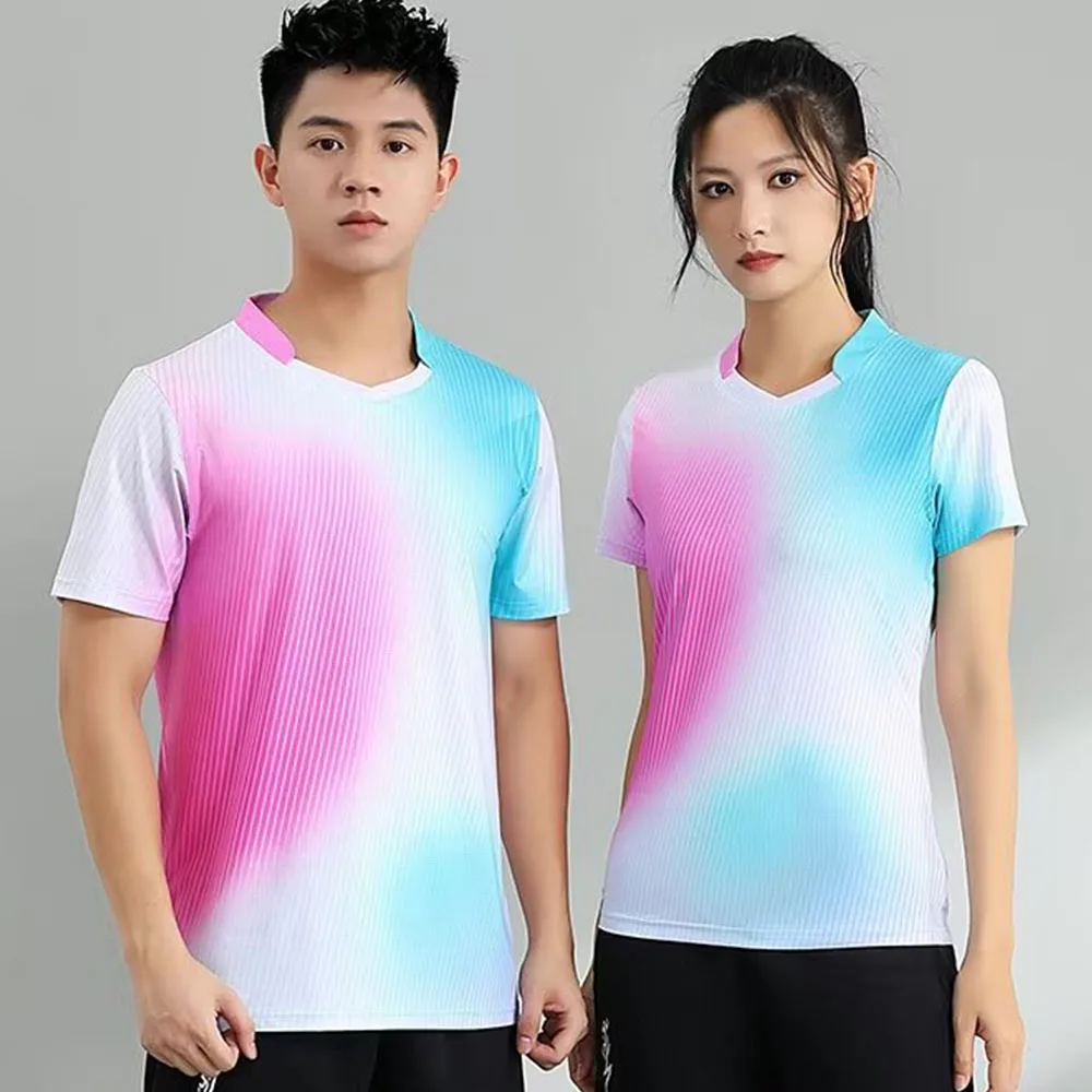 Quick Dry Print Tennis Ping Pong Table Tennis Uniform 2024 New Style Badminton T-shirt for Men Women Match Training Sportswear