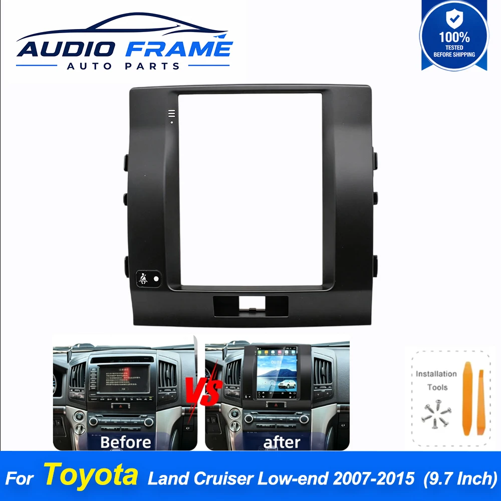 Android GPS Navigation Vertical Screen 9.7 Inch Dashboard Fascia Frame Kit For Toyota Land Cruiser 2007-2015 Radio Upgrade