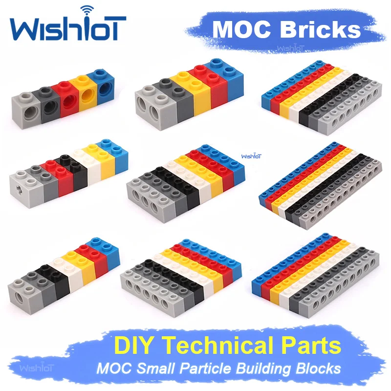 

Технический строительный блок MOC, комбинированный длинный луч с шипами и отверстием, толстые кирпичи, совместимые с 3703 32018 3895 2730 3894 3701 3700