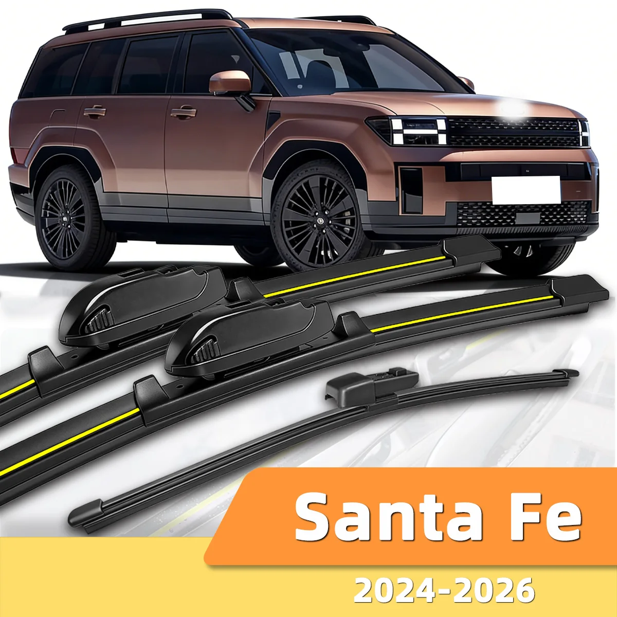Geeignet für Hyundai Santa Fe 2024-2026 Front- und Heckscheibenwischer, langlebiges Zubehör für Autoscheiben 2024 2025 2026.