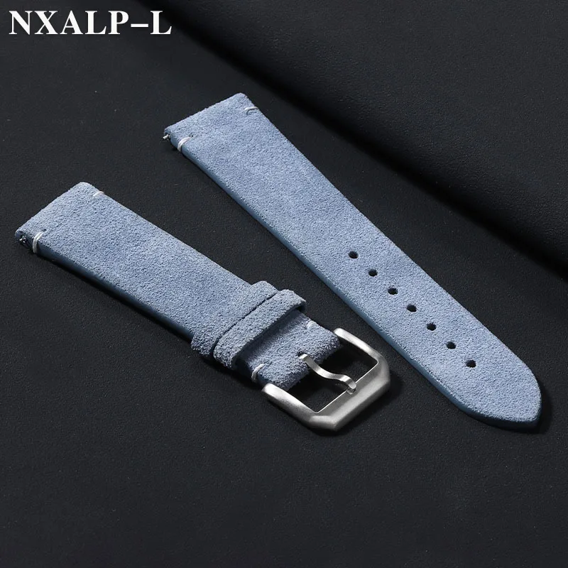 خمر جلد الغزال حزام الساعات 20 مللي متر 22 مللي متر اليدوية خياطة جلد البقر حزام لأوميغا ل Seiko العالمي معصمه الإفراج السريع