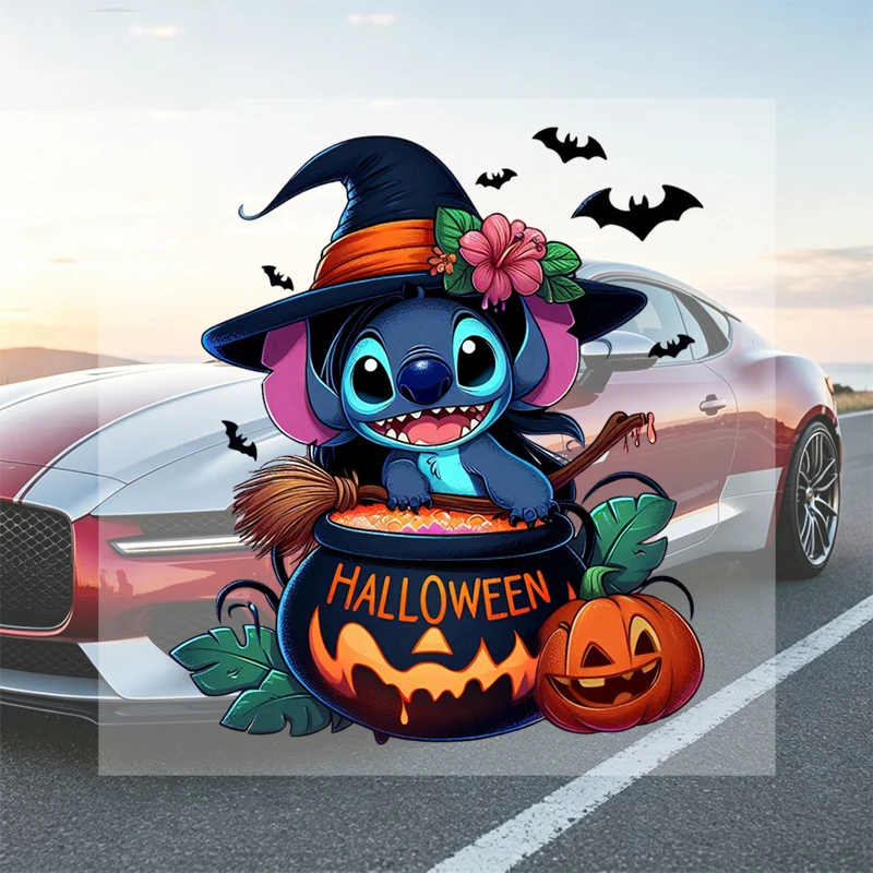 Car Stickers Festive Funny Cartoon Alien Halloween Vinyl Decal Waterproof Die Cut for Fuel Tank Gas Cap Side Mirror Auto Decor