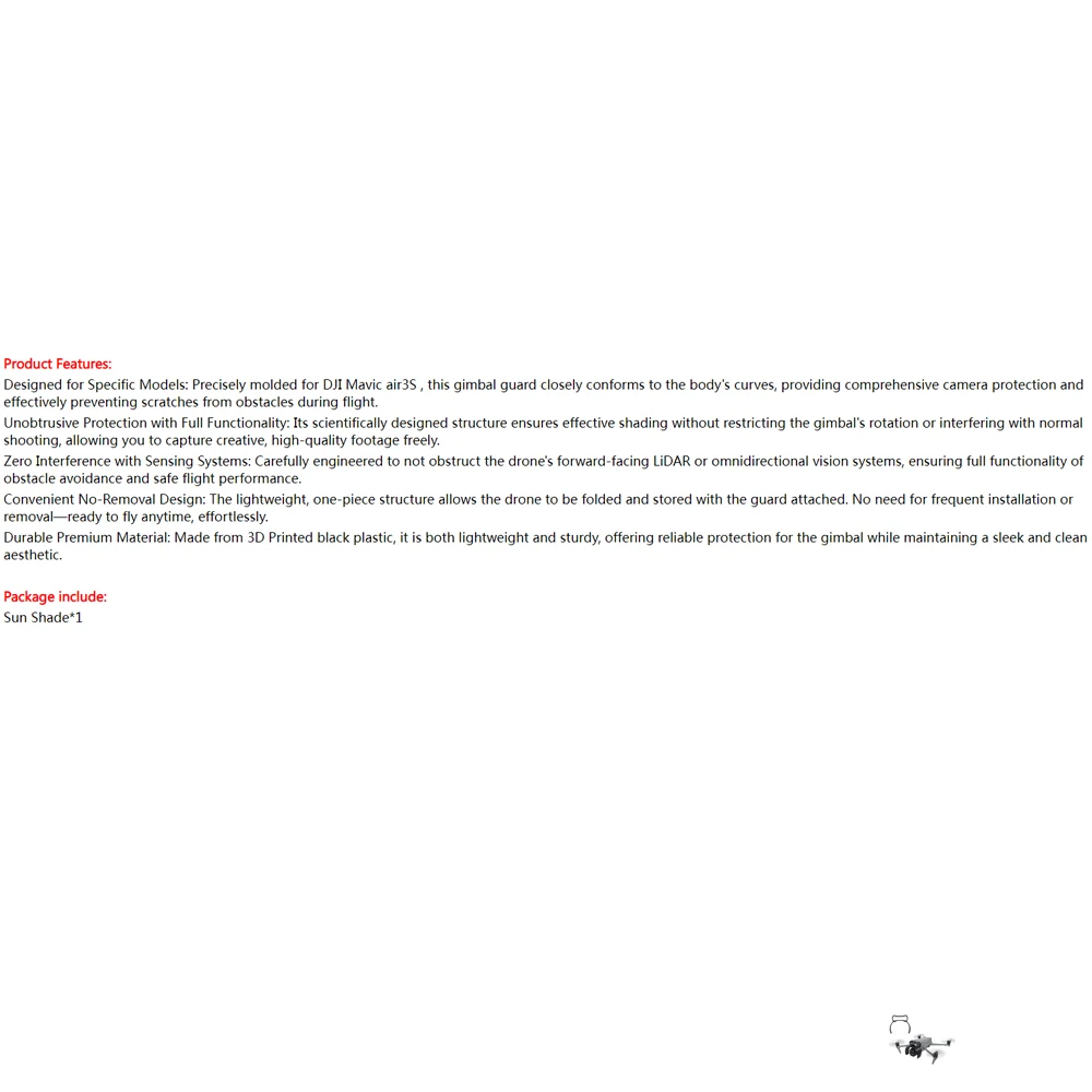 

Lens Protective Cover for DJI Mavic Air 3S Lens Hood Quick Release Sun Shade Gimbal Protective Lens Cover for Air 3S Accessories