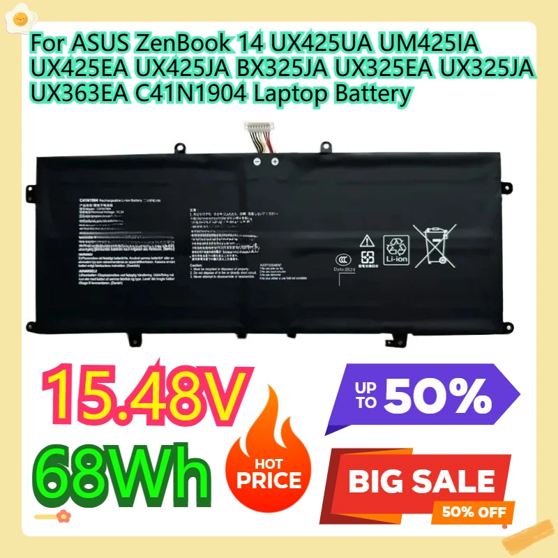 

For ASUS ZenBook 14 UX425UA UM425IA UX425EA UX425JA BX325JA UX325EA UX325JA UX363EA C41N1904 Laptop Battery