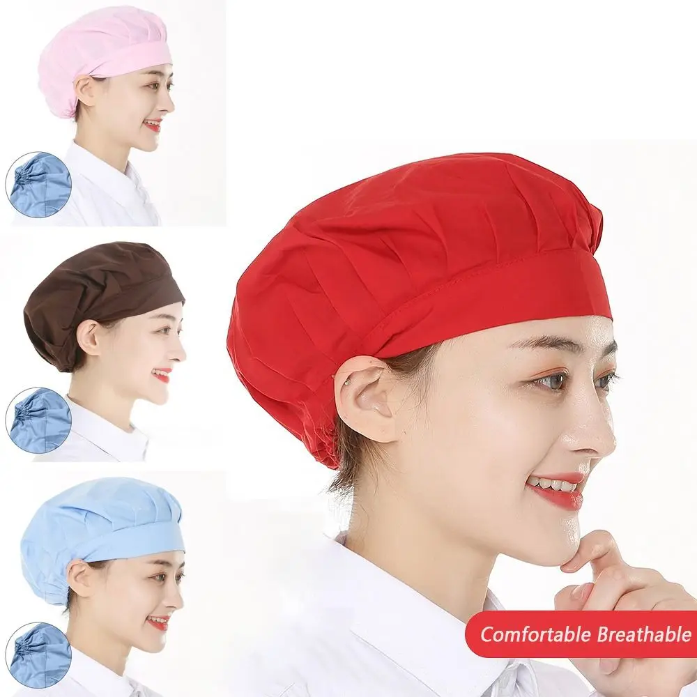 Women Man Cotton Dust proof Work Cap Bundled Hair Work Headband Chef Cap Food Service Cook Hat Canteen Catering