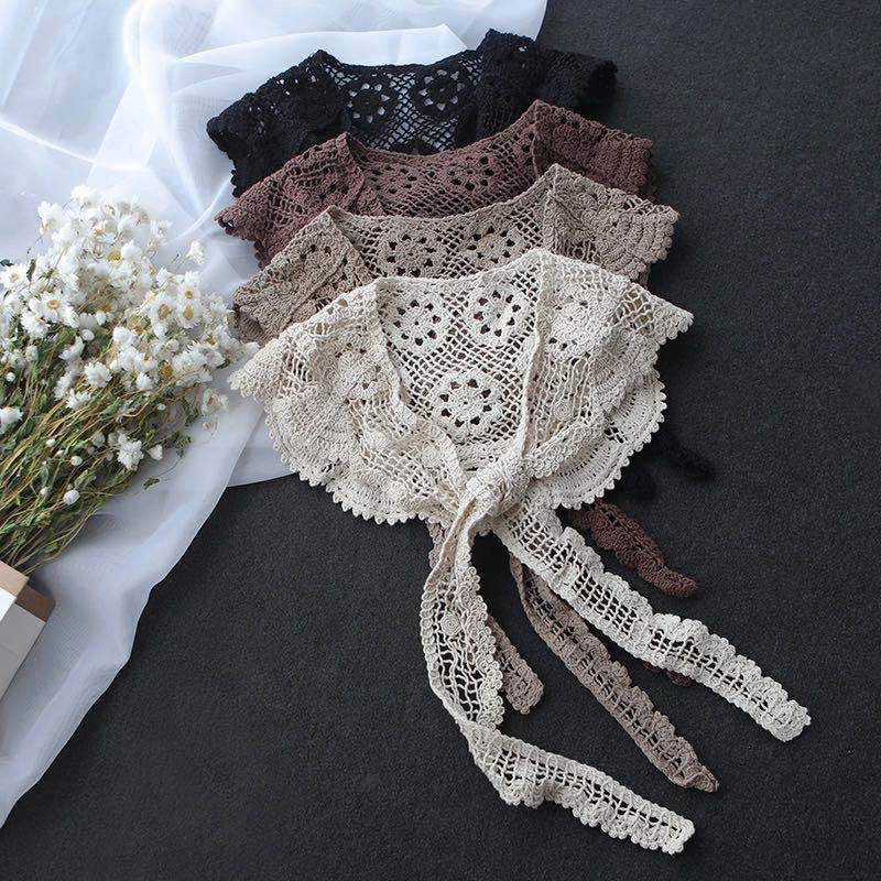 Lace Knitted Crochet Hollow Fake Collar Women Shawl Decorative Fake Collar Women Clothes Accessories Detachable Collar