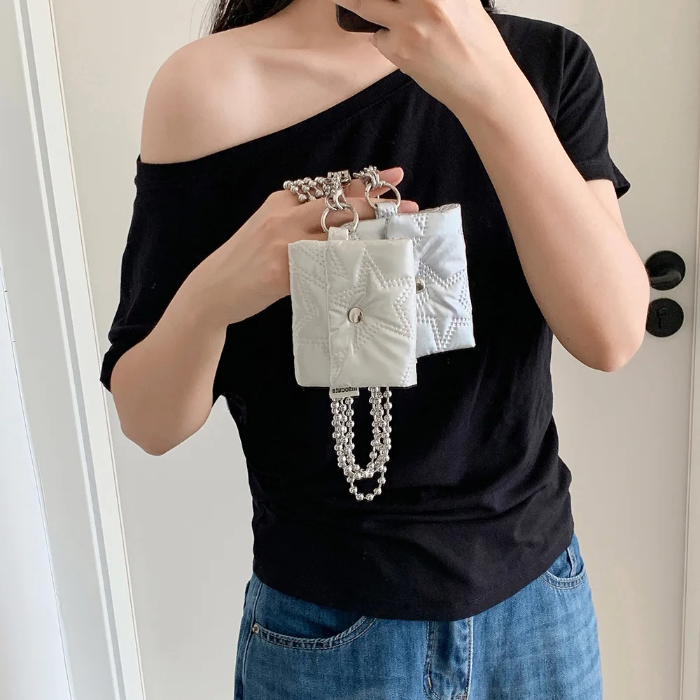 Monedero plateado, bolsa para lápiz labial, bolsa de almacenamiento sanitaria para Airpods, monedero para estudiante, organizador de joyas, funda, soporte para tarjetas de crédito