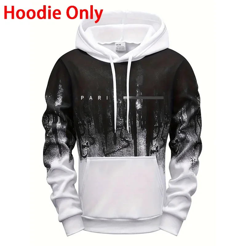 Men's Set/Hoodie/Pants Paris New in Casual Hooded Tracksuit Autumn Winter Daily Sports Fashion Sweatshirt and Sweatpants Outfit view 6