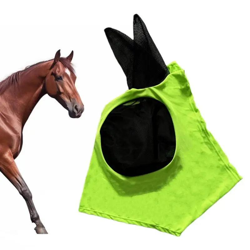 Fly Covers for Horses Fine Mesh UV Blocking Elastic Cover with Ears Machine Washable Equestrian Supplies for Outdoors