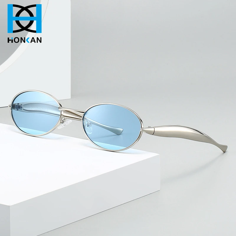 

Y2K Oval Small Frame Lady Sunglasses Sardines Trend Women Vintage Sun Glasses Luxury Punk Popular Metal Shades UV400