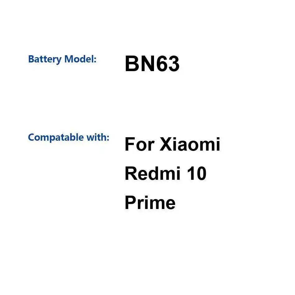 

Reliable Power Supply 6000Mah Durable For Xiaomi Redmi 10 Prime Mobile Phone Battery BN63