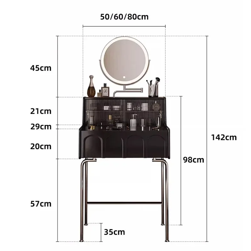 Szuflada do makijażu Toaletka z lusterkami Stolik Luksusowa nordycka toaletka do sypialni Czarna dekoracja Coiffeuse De Chambre