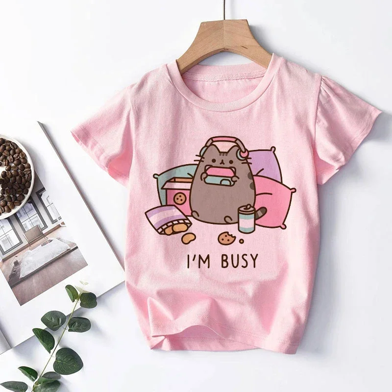 

90s Tshirt Cat Funny Children T-Shirt Cat Clothes Kid Girl Boy Manga T Shirt Baby Casual Top Tee Shirt Kids Clothes