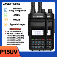 Baofeng P15UV Walkie Talkie AM FM Wireless Copy Frequency Type-C Multi Band VHF UHF High Power Long Range Ham 2Way Radio Camping