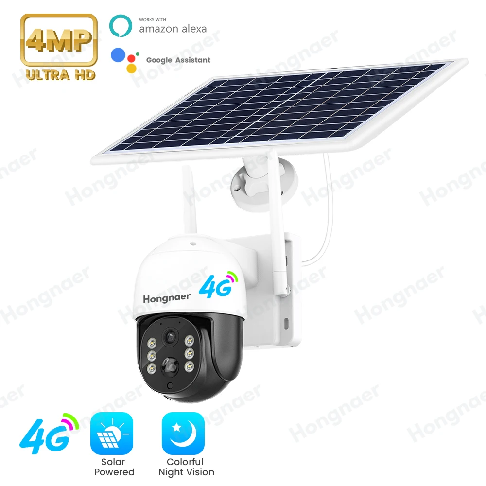 FHD 2K ICSEE EU 4G Card Intelligent Solar Panel Waterproof PTZ 4G Solar Camera Wireless Security Camera