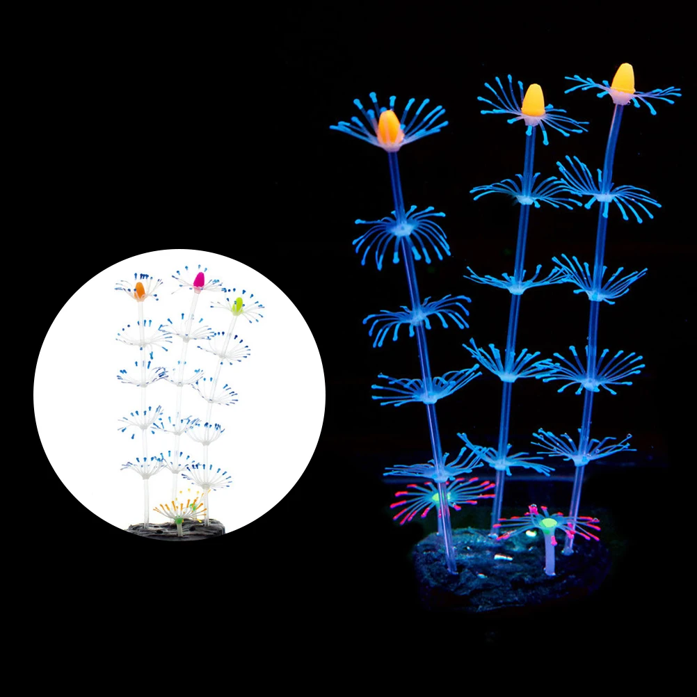 

Artificial Coral Aquarium Ornament Resin Durable Waterproof Glowing Effect Fish Tank Landscape Decor Blue Aquarium Ornament