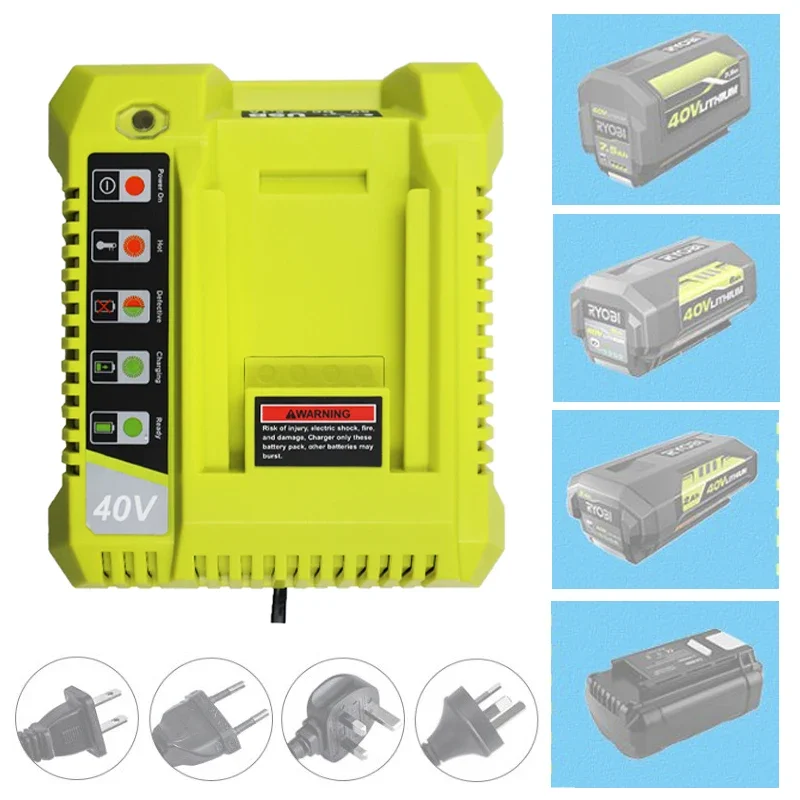 Cargador de batería de iones de litio OP401 para batería de iones de litio Ryobi 40V OP4050A OP4015 OP4026 OP4030 OP4040 OP4050 OP400A OP403A ZROP401