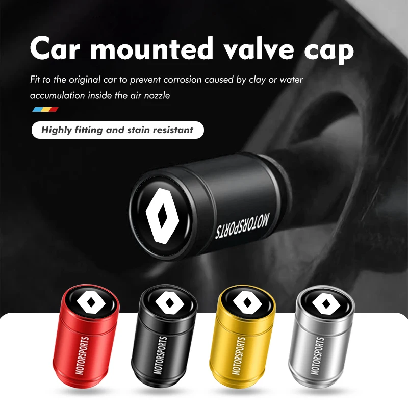 4pcs Car Wheel Tire Valve Core Cap Car Logo Styling Accessories For Renaul Clio 3 4 Captur  Megane 4 2 3 Trafic Logan