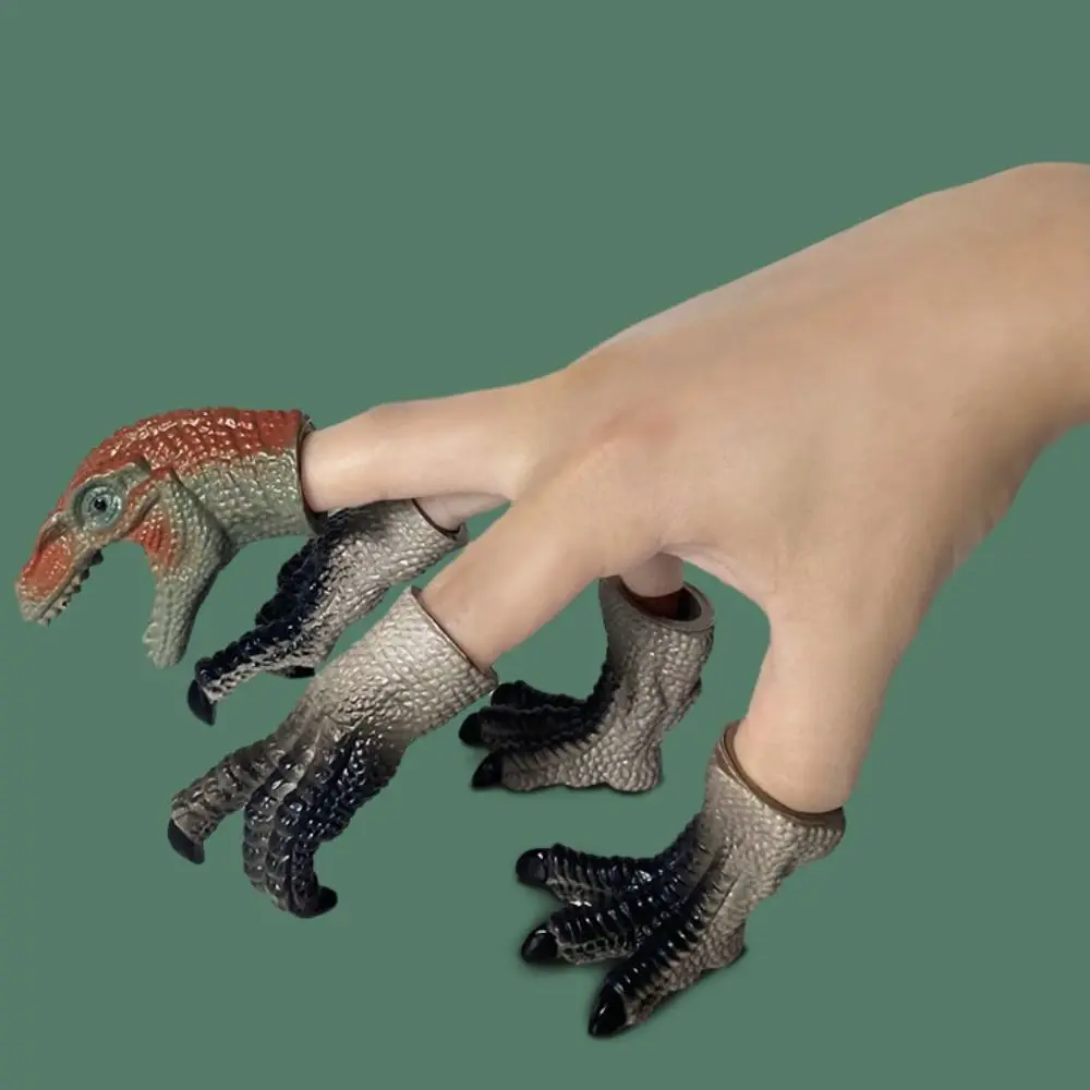 5pcs Cartoon Dinosaur Dinosaur Finger Puppet Hand Puppets Rubber Dinosaur Head Hand Puppet Colorful Funky