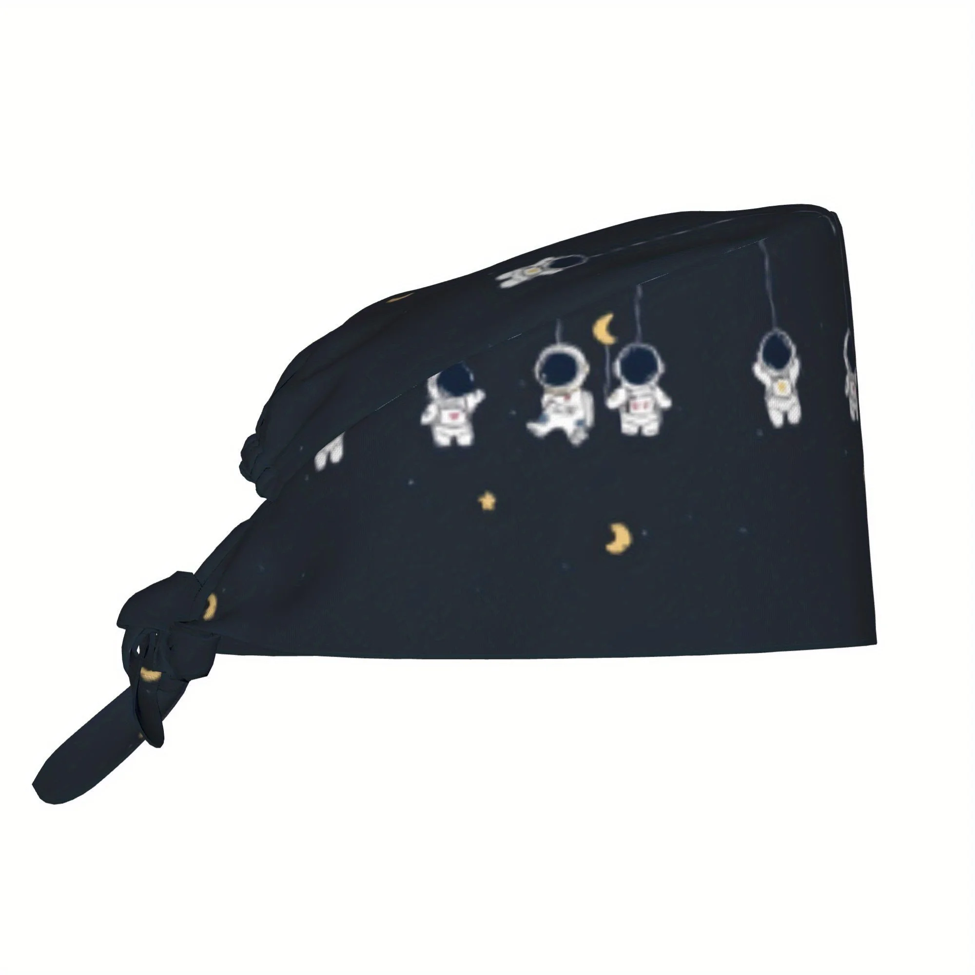 Unisex Astronaut-Themed Stylish Work Cap a Lightweight Adjustable Skull Cap with a Tie-Back Suitable for Nurses Chefs