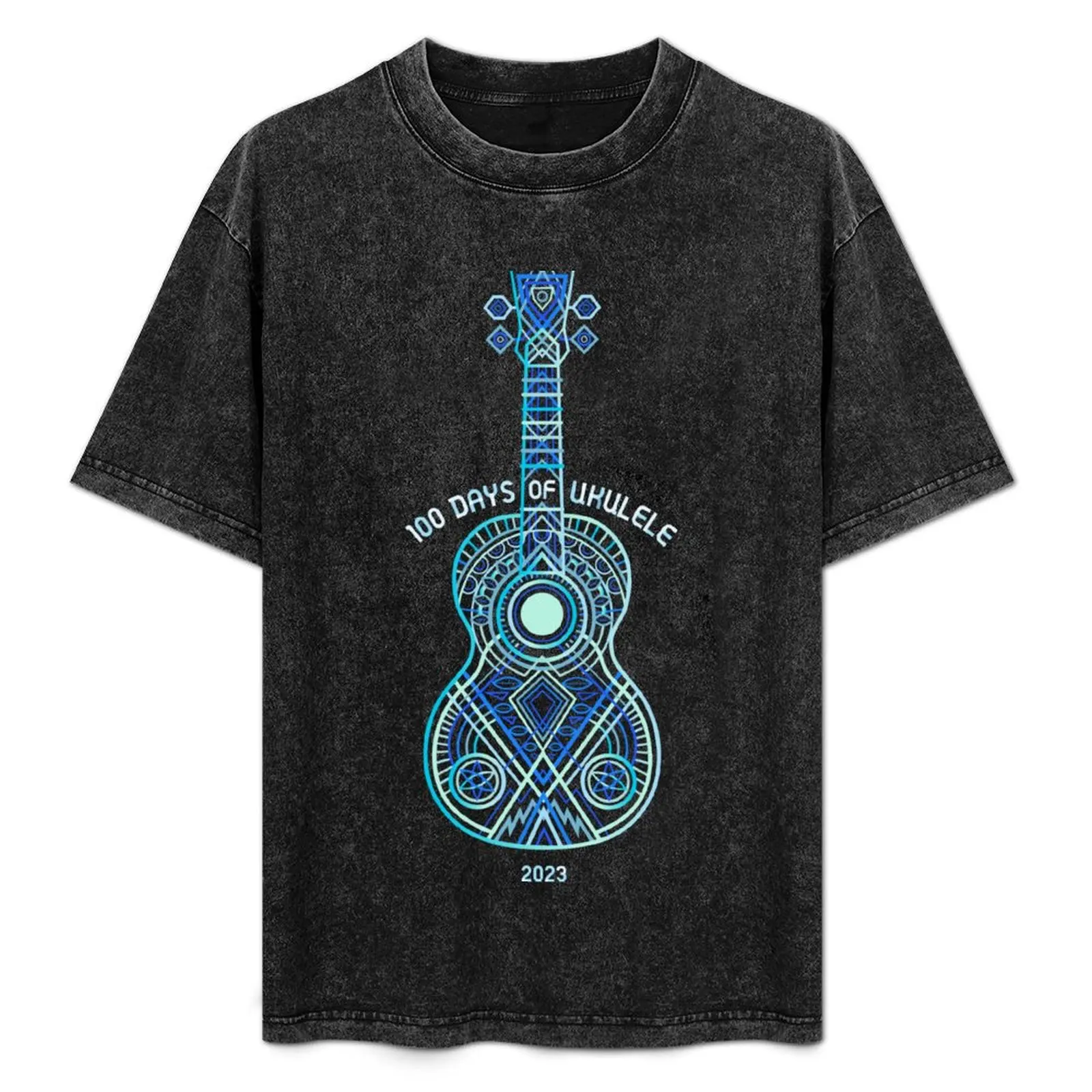 

2023 String Theory 1: Bright Blues (recommended: print on dark) - 100 Days of Ukulele T-Shirt affliction shirts clothes for men