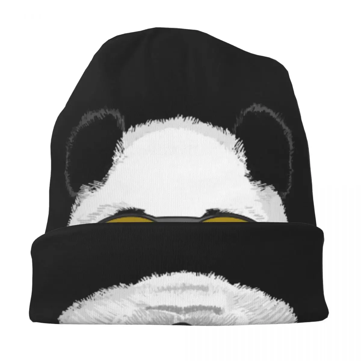 Beach Panda With Sunglasses Caps Chinese Cartoon Animal Hip Hop Adult Skullies Beanies Hat Spring Warm Dual-use Bonnet Knit Hat