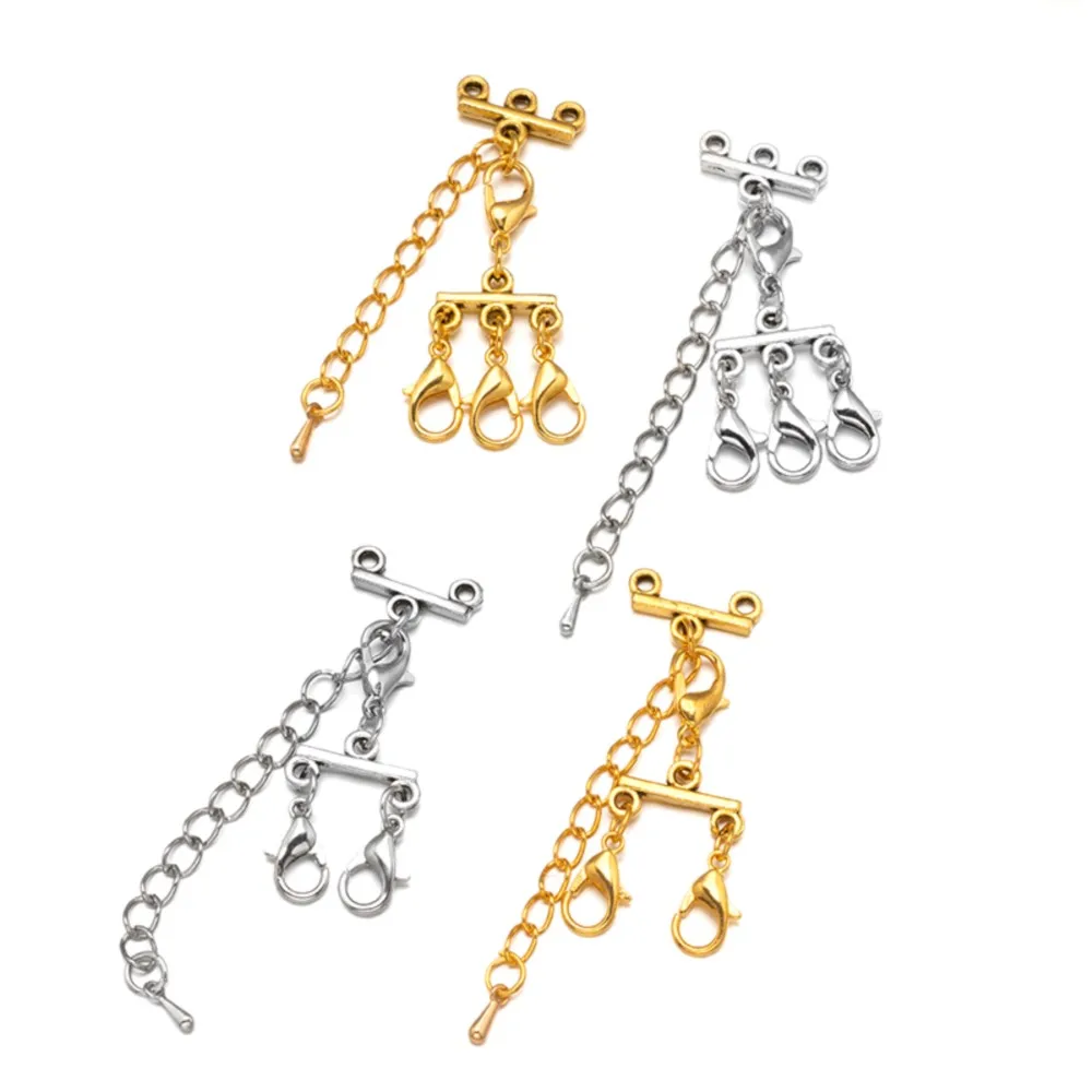 2Sets Multi Strand Layered Lobster Clasps Extender Chain Connectors Hook DIY Necklace Bracelet Jewelry Making Supplie Accessorie