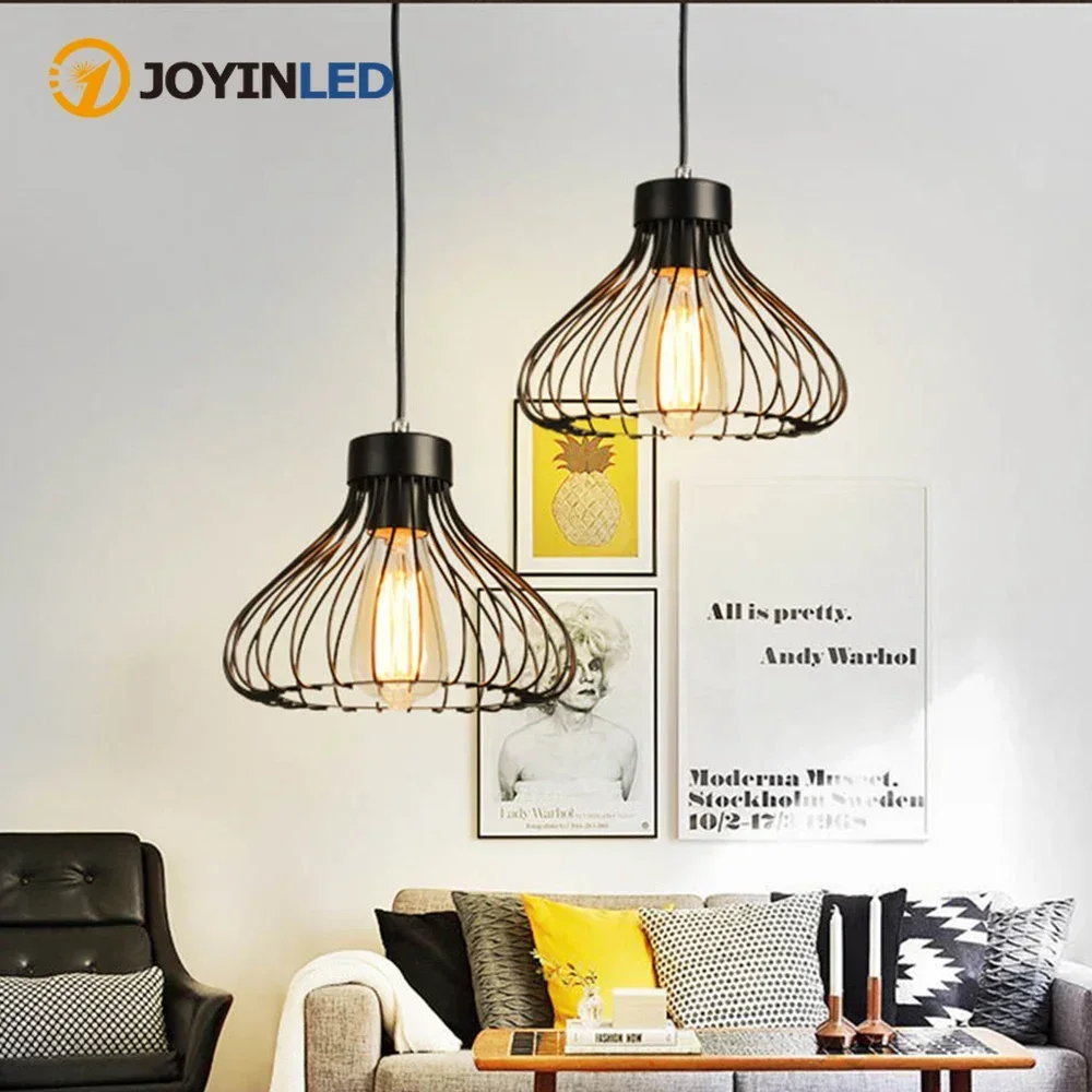 JOYINLED Metal Down Light Iron Flush Mount Retro Ceiling Down Light Pendant Lamp E27 Black Walkway Kitchen Home Decor Fixture