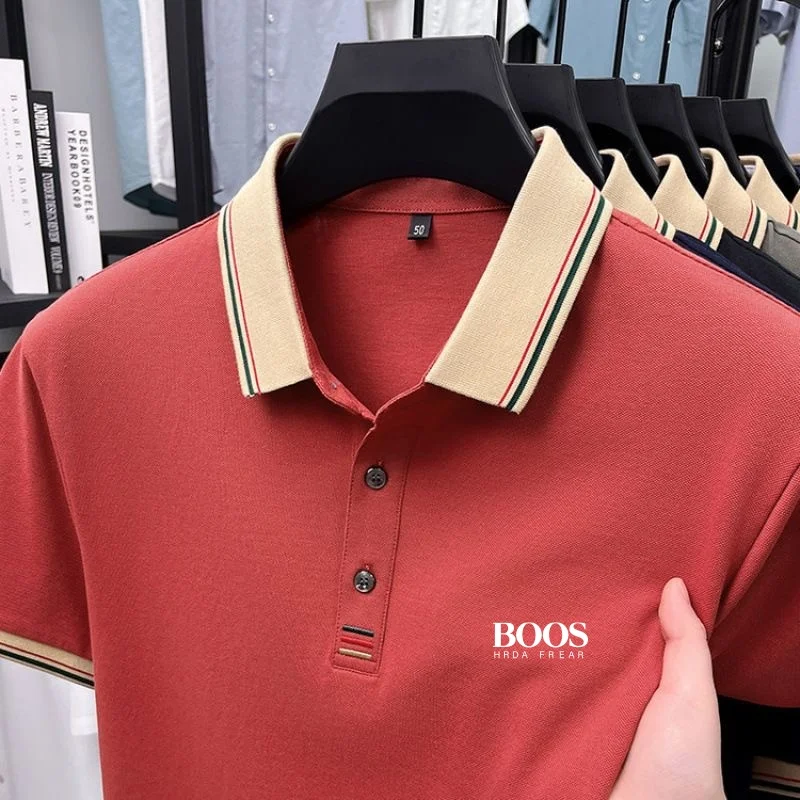 

New men's 100% pure cotton short sleeved polo shirt, summer fashion, casual, sweat absorbing, breathable and cool top
